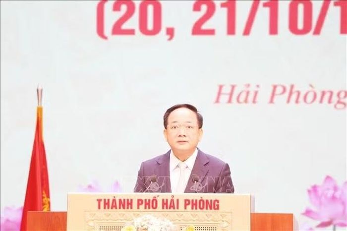 Đồng chí Trịnh Văn Quyết, Ủy viên Bộ Chính trị, Bí thư Trung ương Đảng, Trưởng ban Tuyên giáo Trung ương phát biểu tại lễ kỷ niệm. Ảnh: Mạnh Tú/TTXVN