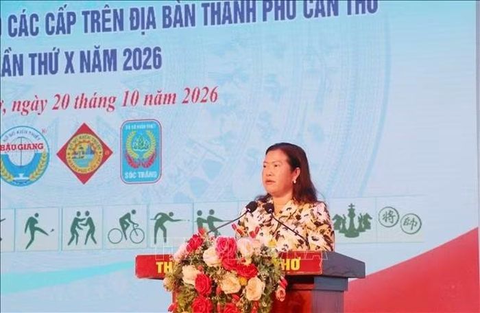 Bà Nguyễn Thị Ngọc Điệp, Phó Chủ tịch UBND thành phố Cần Thơ phát biểu.