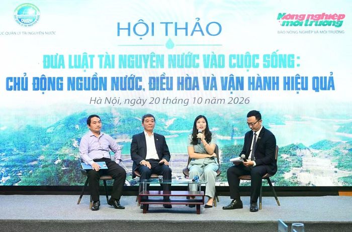 Tọa đàm “Một nguồn nước - nhiều nhu cầu: Điều hòa và phân phối thế nào cho hiệu quả” diễn ra trong khuôn khổ Hội thảo “Đưa Luật Tài nguyên nước vào cuộc sống: Chủ động nguồn nước, điều hòa và vận hành hiệu quả”.