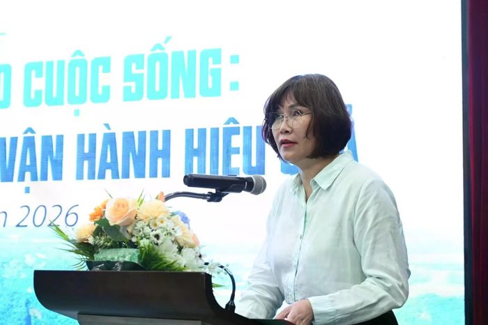 Bà Lý Thị Hồng Điệp, Phó Tổng Biên tập Báo Nông nghiệp và Môi trường, phát biểu khai mạc Hội thảo.