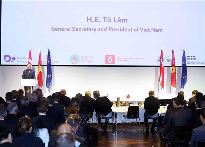 Tổng Bí thư, Chủ tịch nước Tô Lâm phát biểu khai mạc Diễn đàn Doanh nghiệp Việt Nam – Đan Mạch. Ảnh: Thống Nhất/TTXVN