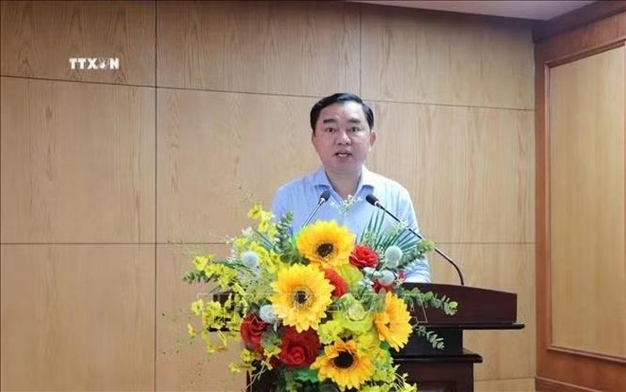 Trưởng Ban Tổ chức Tỉnh ủy Cà Mau Phan Thanh Duy phát biểu tại Hội nghị.
