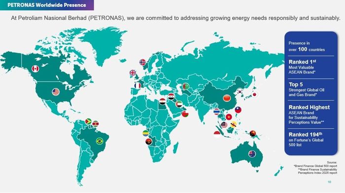 Đến nay PETRONAS đã có mặt tại 100 quốc gia trên toàn cầu.