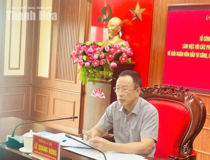 Phó Chủ tịch UBND tỉnh Lê Quang Hùng phát biểu kết luận buổi làm việc.