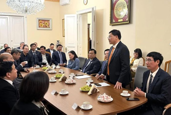 Đoàn công tác tỉnh Thanh Hóa làm việc với Đại sứ quán Việt Nam tại Hungary. Ảnh: Sở Ngoại vụ