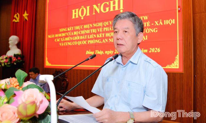 Đồng chí Ngô Chí Cường phát biểu tại hội nghị.
