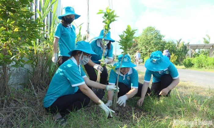 Hội viên, phụ nữ tham gia vệ sinh môi trường, trồng hoa - kiểng, giữ gìn, bảo vệ cảnh quan xanh - sạch - đẹp.