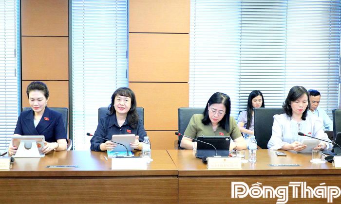Đại biểu Quốc hội tỉnh Đồng Tháp thảo luận tại Tổ.