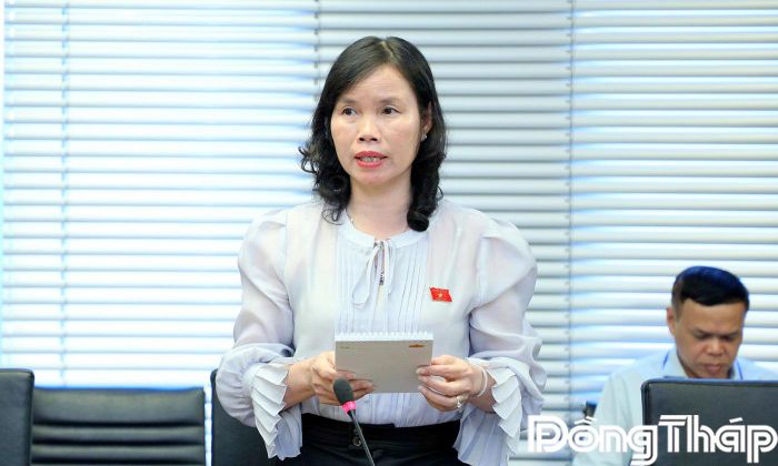 Đại biểu Hoàng Thị Thơ phát biểu thảo luận.