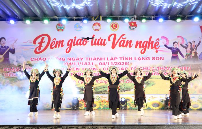 Tiết mục nhảy dân vũ do đội văn nghệ thôn Tân Tiến biểu diễn