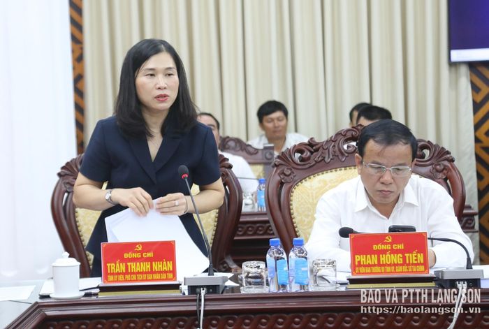 Đồng chí Phó Chủ tịch UBND tỉnh phát biểu trao đổi tại hội nghị