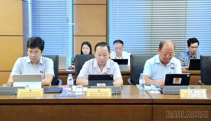 Đại biểu Quốc hội tỉnh Lào Cai tại phiên thảo luận tổ.