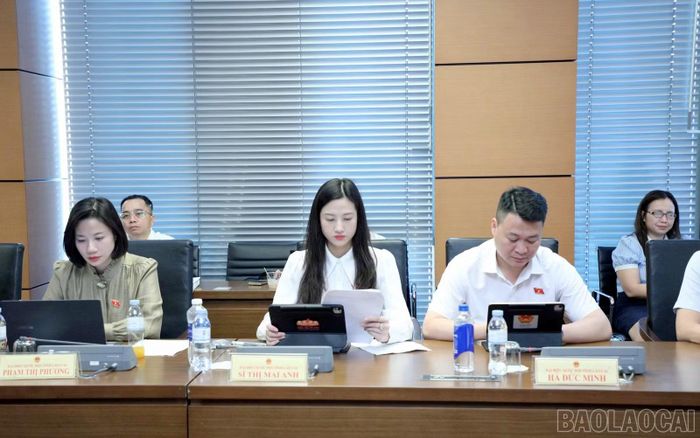 Các đại biểu Quốc hội tỉnh Lào Cai tại phiên thảo luận tổ chiều ngày 20/10.
