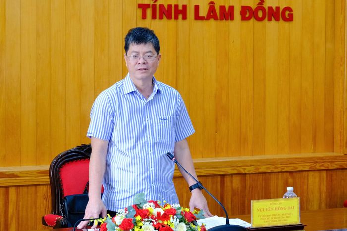 Đồng chí Nguyễn Hồng Hải, Phó Chủ tịch Thường trực UBND tỉnh Lâm Đồng phát biểu tại buổi làm việc