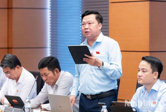 Đại biểu Phạm Hùng Thắng, Tỉnh ủy viên, Phó Trưởng Đoàn ĐBQH chuyên trách tỉnh Ninh Bình phát biểu thảo luận.
