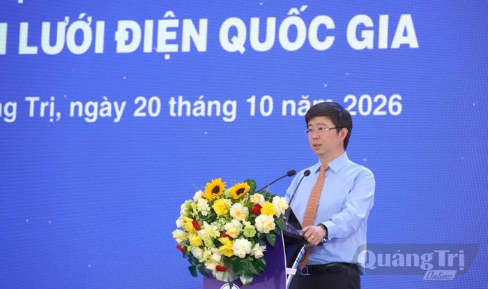 Đồng chí Bùi Hoàng Phương, Ủy viên dự khuyết Trung ương Đảng, Phó Bí thư Tỉnh ủy, Chủ tịch UBND tỉnh phát biểu tại lễ khởi công - Ảnh: C.H