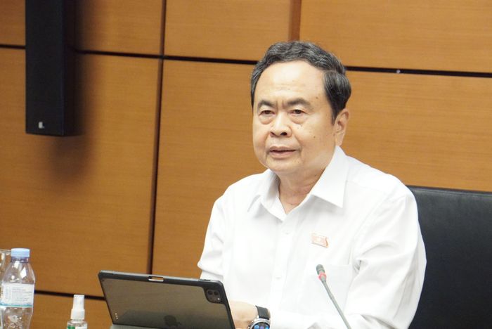Chủ tịch Quốc hội Trần Thanh Mẫn phát biểu thảo luận tại Tổ 2 chiều 20/10. (Ảnh: Văn Duẩn).