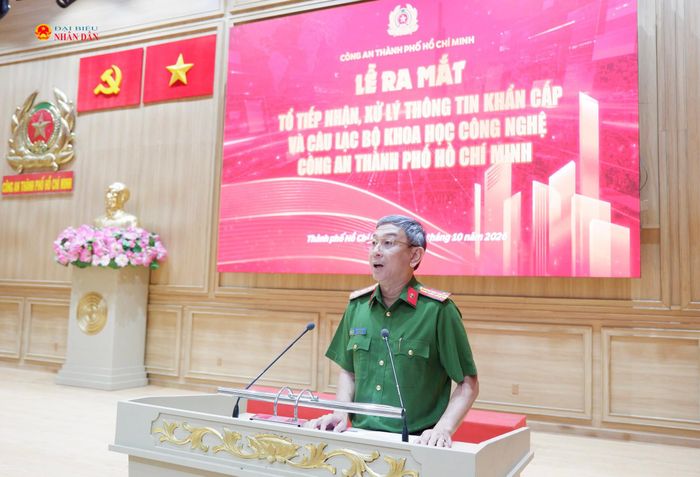 Phó Giám đốc Công an TP. Hồ Chí Minh, Đại tá Trần Hồng Minh phát biểu. Ảnh: Hoa Lê