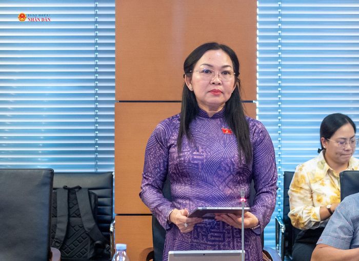 ĐBQH Lý Anh Thư (An Giang) phát biểu tại phiên thảo luận tổ. Ảnh: Mạnh Hưng