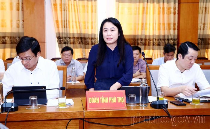 Đại diện lãnh đạo Sở Nông nghiệp và Môi trường, Sở Tài chính tỉnh Phú Thọ phát biểu tại buổi làm việc