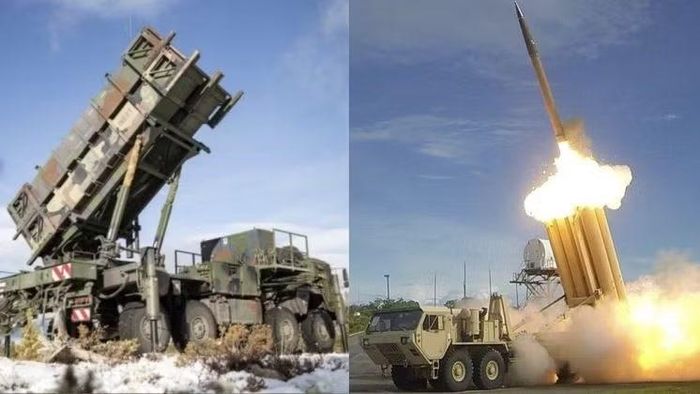 Hệ thống tên lửa đánh chặn Patriot (trái) và hệ thống phòng thủ tên lửa tầm cao THAAD của Mỹ. Ảnh:Militarywatchmagazine.