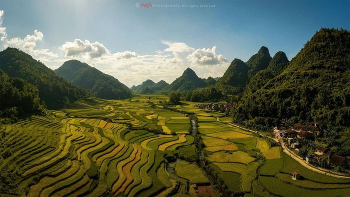 Tác phẩm cánh đồng Bồng Sơn, xã Đàm Thuỷ của nghệ sĩ nhiếp ảnh Lê Việt Khánh lan toả nét đẹp Cao Bằng.