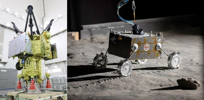 Tổ hợp MMX (trái) và Xe tự hành Idefix. (Ảnh: JAXA/DLR)