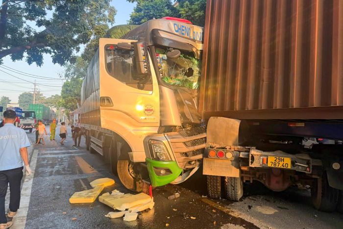 Hiện trường nơi xảy ra vụ tai nạn. (Ảnh: Công an TP Hà Nội)