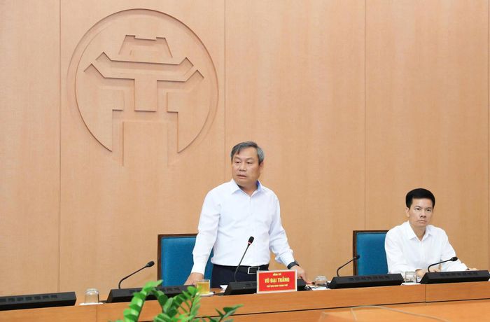 Chủ tịch UBND thành phố Hà Nội Vũ Đại Thắng phát biểu kết luận cuộc họp. Ảnh: Đình Hiệp