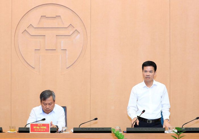 Phó Chủ tịch UBND thành phố Hà Nội Bùi Duy Cường phát biểu. Ảnh: Đình Hiệp