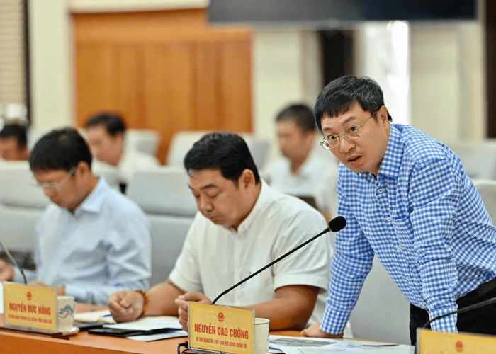 Chủ tịch HĐQT ACV Nguyễn Cao Cường phát biểu tại buổi làm việc. Ảnh: PV
