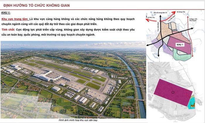 Định hướng quy hoạch khu vực trung tâm là cảng hàng không.