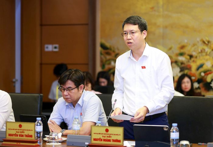 Đại biểu Nguyễn Hoàng Trường phát biểu thảo luận. Ảnh: Văn Tuyến