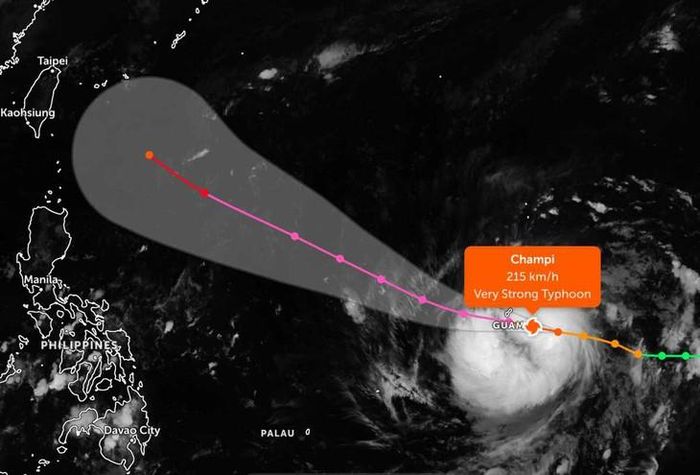 Cập nhật vị trí của bão Champi trên biển Thái Bình Dương. Ảnh: JTWC