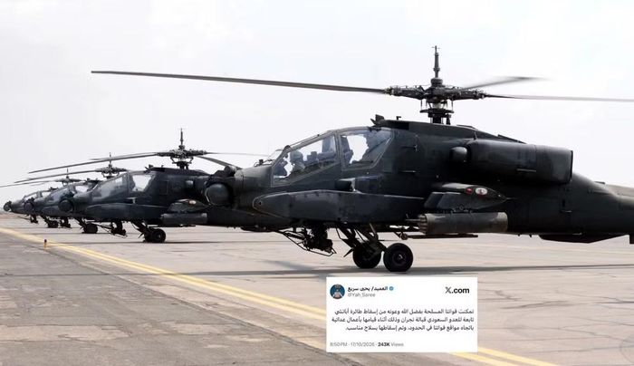 Trong khi đó, Arab Saudi đã tiếp nhận tổng cộng 59 trực thăng AH-64 Apache thuộc các biến thể A, D và E.
