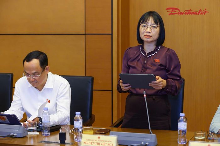 Đại biểu Nguyễn Thị Việt Nga phát biểu. Ảnh: Quang Vinh