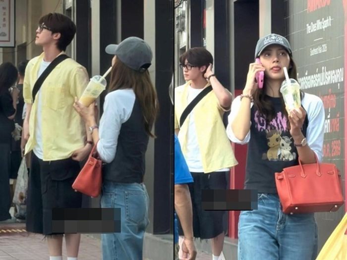 Hình ảnh Lisa và Blue Pongtiwat trên đường phố Thái Lan. Ảnh: Star News Korea.