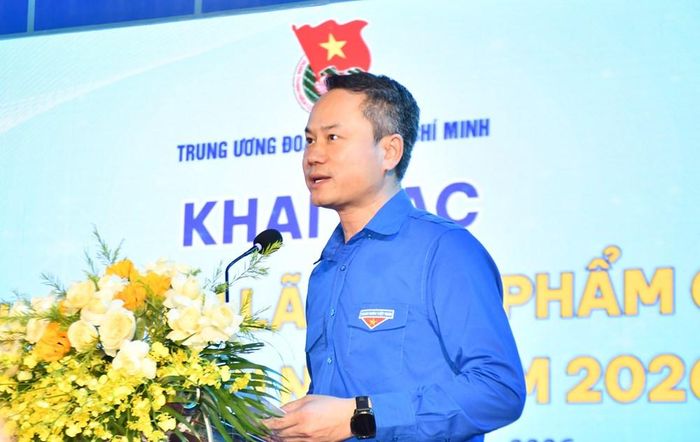 Ông Nguyễn Kim Quy, Bí thư Trung ương Đoàn TNCS Hồ Chí Minh, Chủ tịch Trung ương Hội Liên hiệp thanh niên Việt Nam, phát biểu