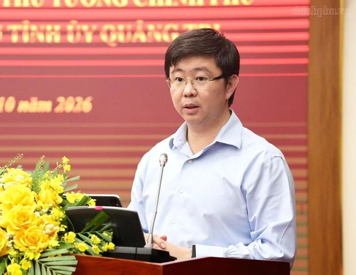 Đồng chí Bùi Hoàng Phương, Chủ tịch UBND tỉnh Quảng Trị phát biểu - Ảnh: chinhphu.vn/Thu Sa