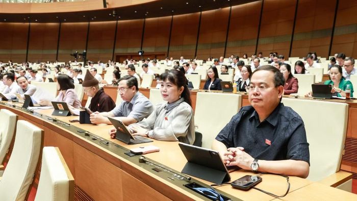 Quốc hội làm việc tại hội trường. (Ảnh: DUY LINH)