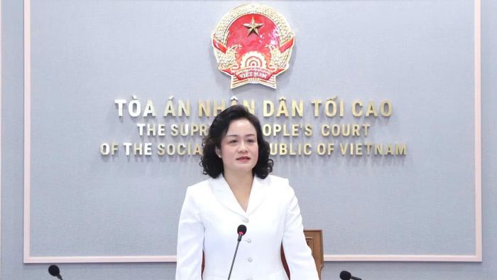 Phó Chánh án Tòa án nhân dân tối cao Nguyễn Hải Trâm phát biểu chỉ đạo. (Ảnh: MĐ)