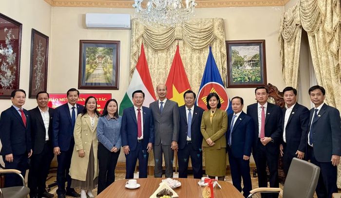 Đoàn công tác tỉnh Tây Ninh làm việc với Đại sứ quán. (Ảnh: Đại sứ quán Việt Nam tại Hungary cung cấp)