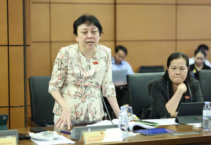  ĐB Phạm Khánh Phong Lan (TPHCM) phát biểu thảo luận. Ảnh QUANG PHÚC 