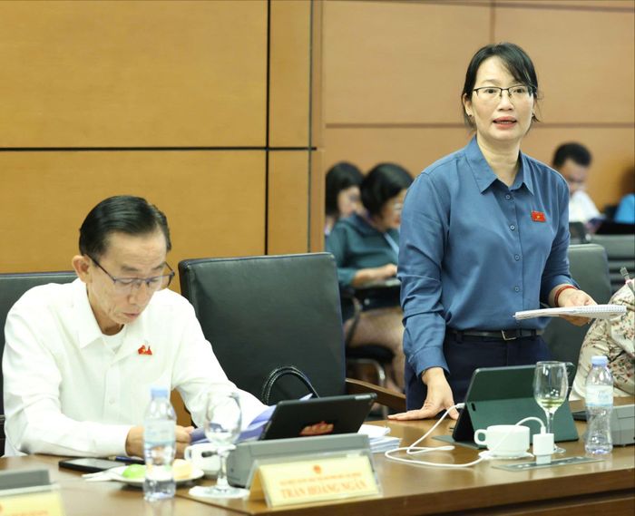ĐB Trần Thị Diệu Thúy (TPHCM) phát biểu tại phiên thảo luận tổ, chiều 21-10. Ảnh: QUANG PHÚC