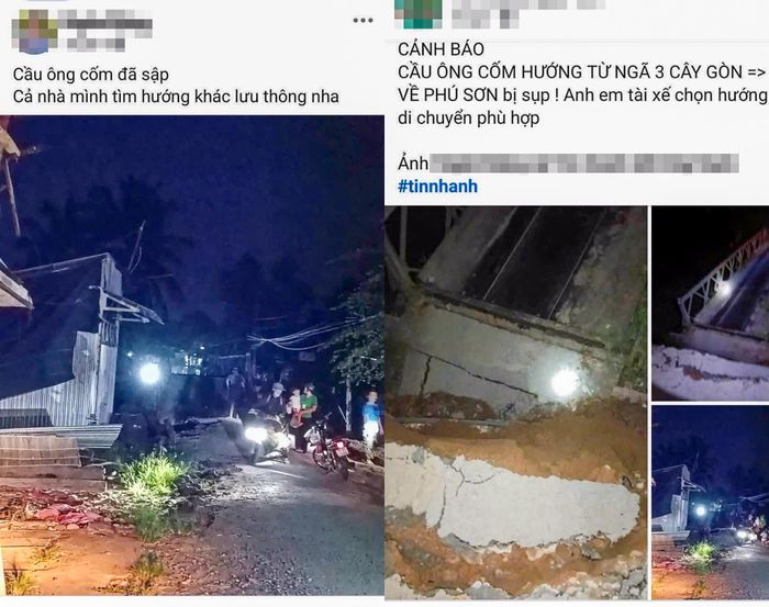  Thông tin sập cầu Ông Cốm, xã Phước Mỹ Trung, tỉnh Vĩnh Long lan truyền trên mạng xã hội 