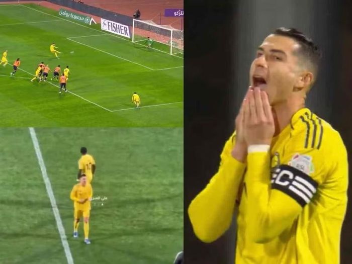 Cristiano Ronaldo thất vọng sau khi đá hỏng phạt đền trong trận Al Nassr thắng Neom 1-0, tối 20/10. Ảnh: Al Nassr.