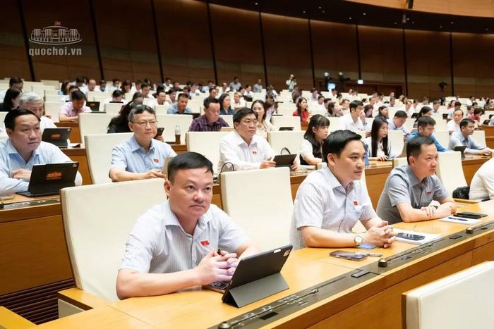 Các đại biểu làm việc tại hội trường. Ảnh: QH