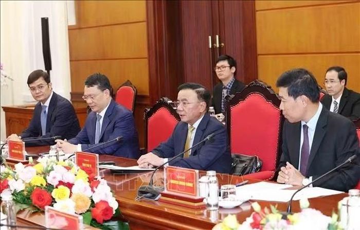 Thường trực Ban Bí thư Trần Cẩm Tú phát biểu tại buổi tiếp. Ảnh: TTXVN