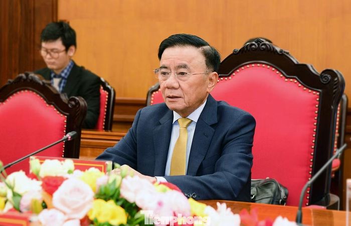 Thường trực Ban Bí thư Trần Cẩm Tú phát biểu tại buổi tiếp. Ảnh: Xuân Tùng