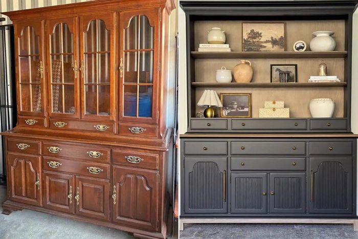 Tủ đựng đồ thương hiệu Ethan Allen trước và sau khi được tân trang lại. Ảnh: IG